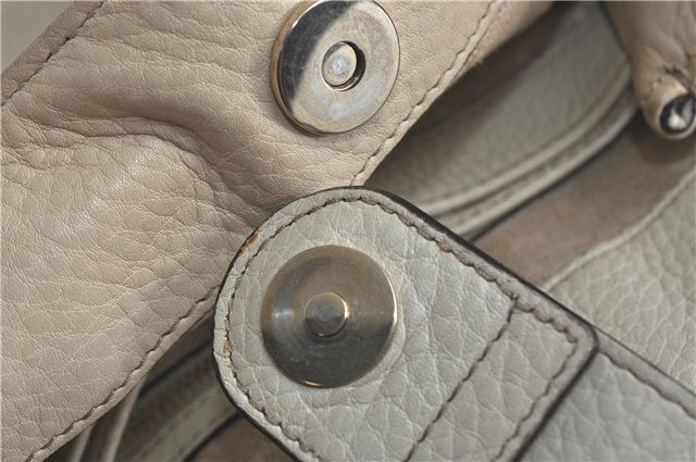 Authentic GUCCI Bamboo 2Way Shoulder Hand Bag Leathe 308360 Ivory J5410