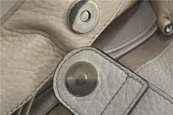 Authentic GUCCI Bamboo 2Way Shoulder Hand Bag Leathe 308360 Ivory J5410