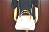 Authentic GUCCI Bamboo 2Way Shoulder Hand Bag Leathe 308360 Ivory J5410