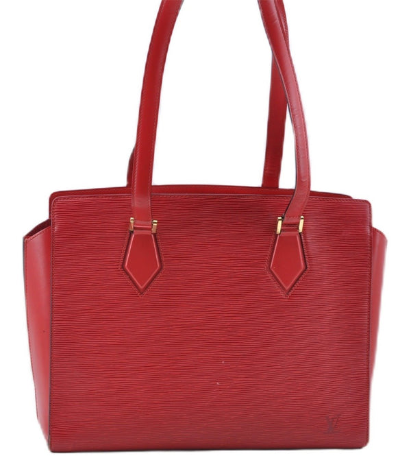 Authentic Louis Vuitton Epi Duplex Shoulder Tote Bag Red M52427 LV J5414