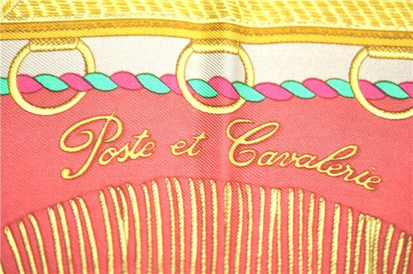 Authentic HERMES Carre 90 Scarf "Poste et Cavalerie" Silk Red J5424