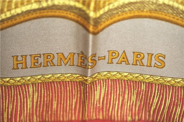 Authentic HERMES Carre 90 Scarf "Poste et Cavalerie" Silk Red J5424