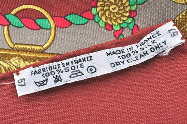 Authentic HERMES Carre 90 Scarf "Poste et Cavalerie" Silk Red J5424