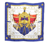 Auth HERMES Carre 90 Scarf "VUE DU CARROSSE DE LA GALERE LA" Silk Navy J5436