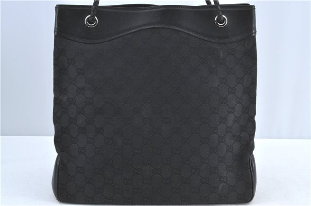 Authentic GUCCI Shoulder Tote Bag GG Canvas Leather 109141 Black J5442
