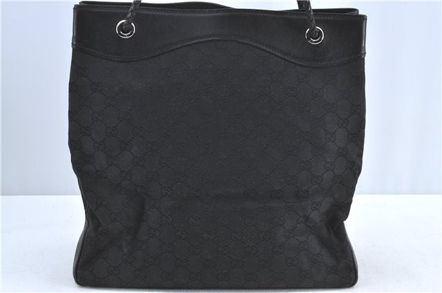 Authentic GUCCI Shoulder Tote Bag GG Canvas Leather 109141 Black J5442