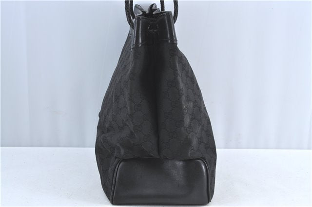 Authentic GUCCI Shoulder Tote Bag GG Canvas Leather 109141 Black J5442