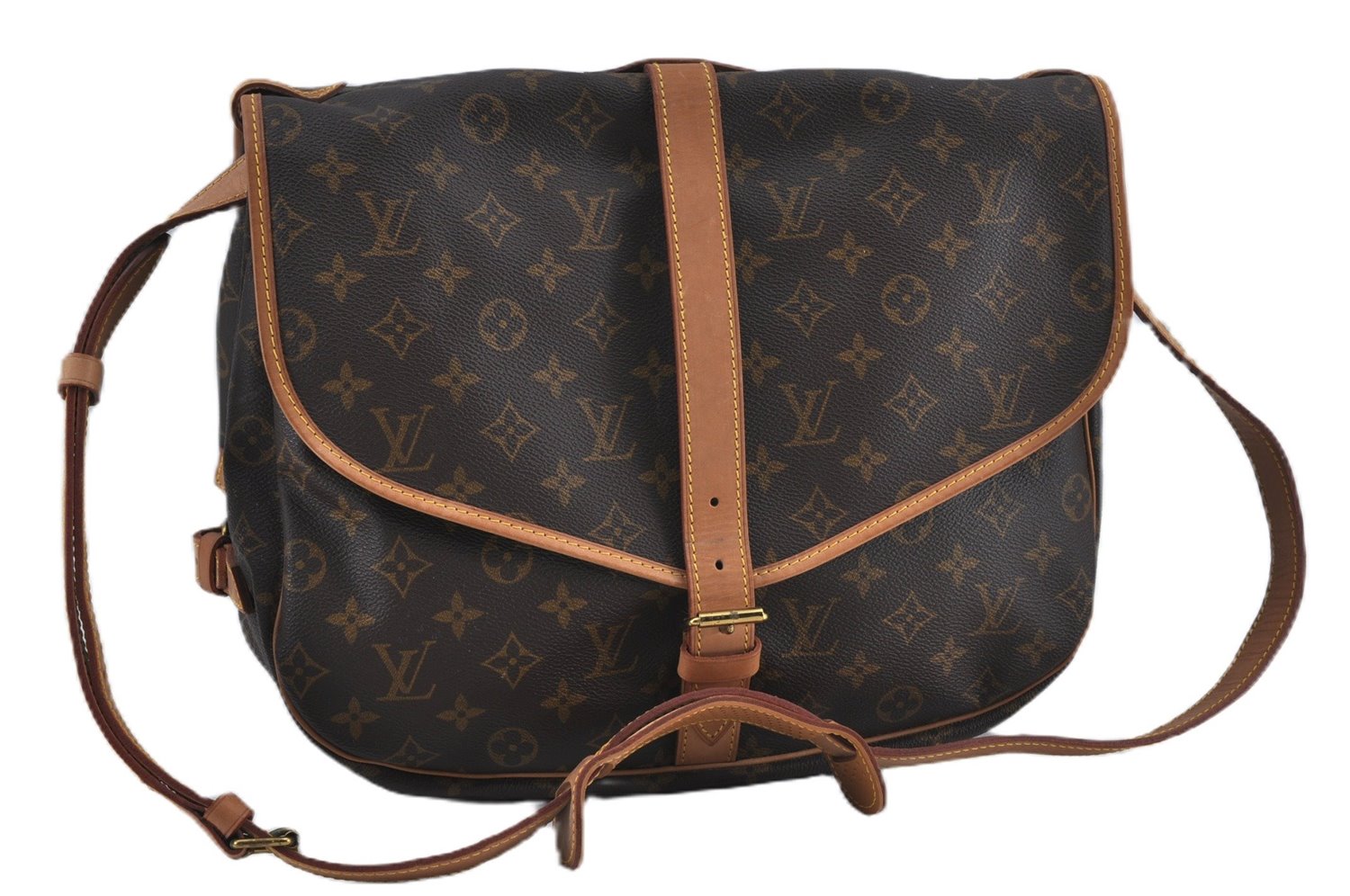 Authentic Louis Vuitton Monogram Saumur 35 Shoulder Cross Bag M42254 LV J5443