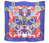 Authentic HERMES Carre 90 Scarf "Par MEfsire ANTOINEDE" Silk Navy Blue J5448