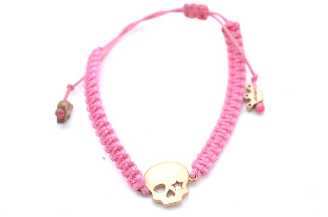 Authentic GaGaMILANO Anklet Skull Motif Canvas Pink Box J5456