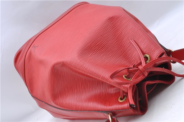 Authentic Louis Vuitton Epi Noe Shoulder Drawstring Bag Red M44007 LV J5508