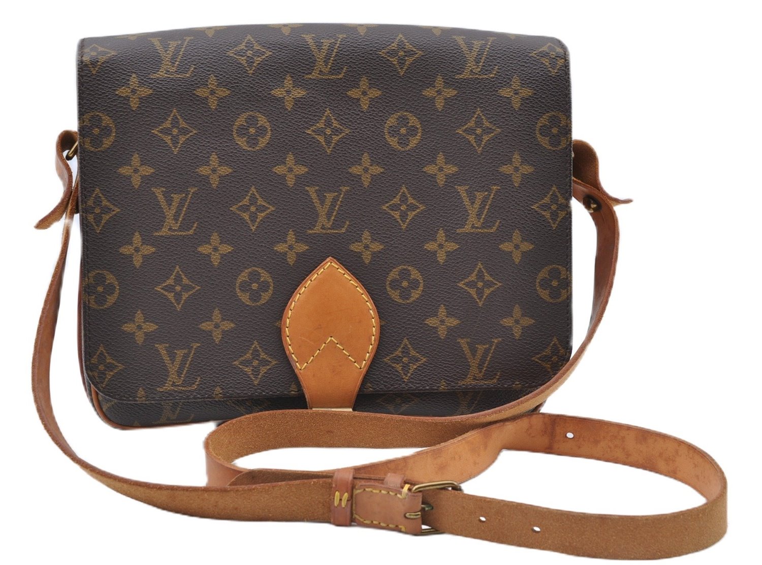 Authentic Louis Vuitton Monogram Cartouchiere GM M51252 Shoulder Cross Bag J5529