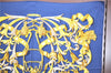 Authentic HERMES Carre 90 Scarf "PLE MORS"ALACONETABLE" Silk Navy Blue J5558