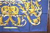 Authentic HERMES Carre 90 Scarf "PLE MORS"ALACONETABLE" Silk Navy Blue J5558