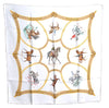 Authentic HERMES Carre 90 Scarf "ECOLE FRANCAISE D'EQUITATION" Silk White J5560