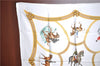 Authentic HERMES Carre 90 Scarf "ECOLE FRANCAISE D'EQUITATION" Silk White J5560