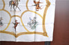 Authentic HERMES Carre 90 Scarf "ECOLE FRANCAISE D'EQUITATION" Silk White J5560