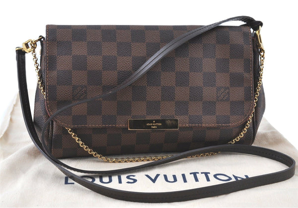 Authentic Louis Vuitton Damier Favorite MM 2Way Shoulder Bag N41129 LV J5565
