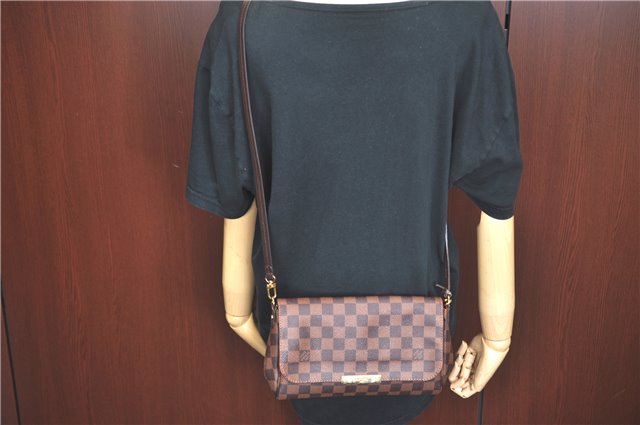 Authentic Louis Vuitton Damier Favorite MM 2Way Shoulder Bag N41129 LV J5565