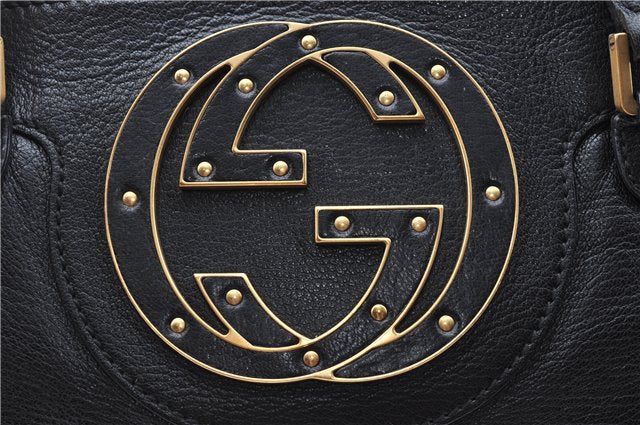 Authentic GUCCI Shoulder Tote Bag Purse Leather 121551 Black J5576