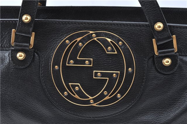 Authentic GUCCI Shoulder Tote Bag Purse Leather 121551 Black J5576