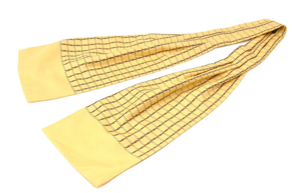 Authentic HERMES Ascot Tie Necktie Belt Pattern Silk Yellow J5577