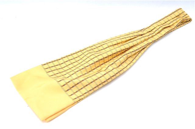 Authentic HERMES Ascot Tie Necktie Belt Pattern Silk Yellow J5577