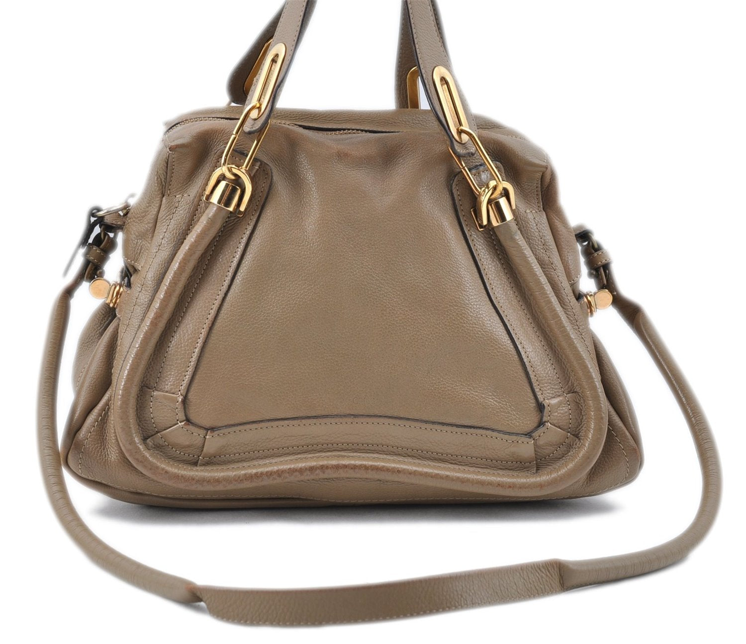 Authentic Chloe Paraty 2Way Shoulder Hand Bag Leather Brown J5580