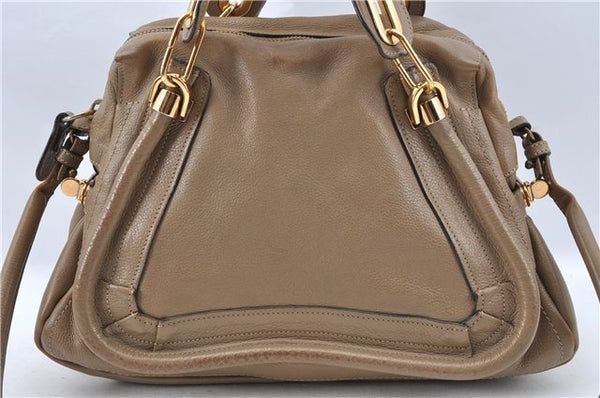 Authentic Chloe Paraty 2Way Shoulder Hand Bag Leather Brown J5580