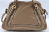 Authentic Chloe Paraty 2Way Shoulder Hand Bag Leather Brown J5580