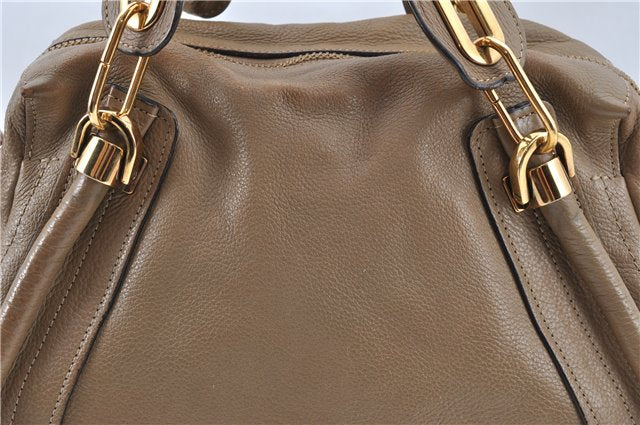 Authentic Chloe Paraty 2Way Shoulder Hand Bag Leather Brown J5580