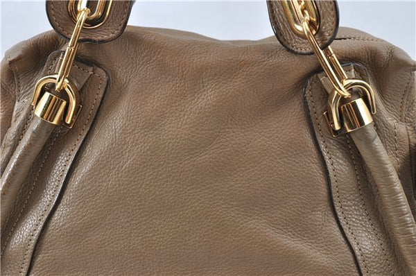 Authentic Chloe Paraty 2Way Shoulder Hand Bag Leather Brown J5580