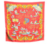 Authentic HERMES Carre 90 Scarf "VOILES DE LUMIERE" Silk Red Box J5597