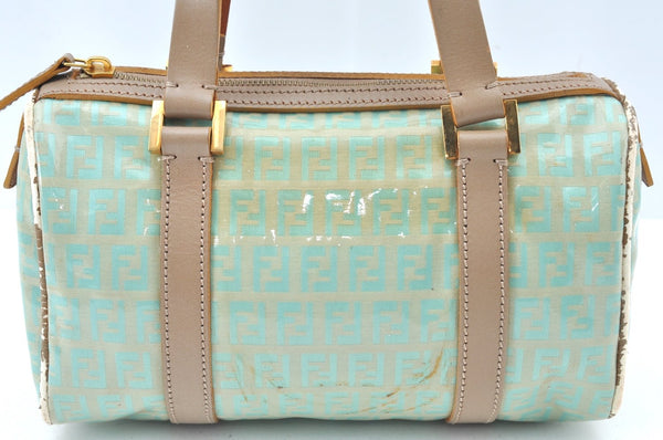 Authentic FENDI Zucchino Hand Bag Purse PVC Leather Light Blue J5615