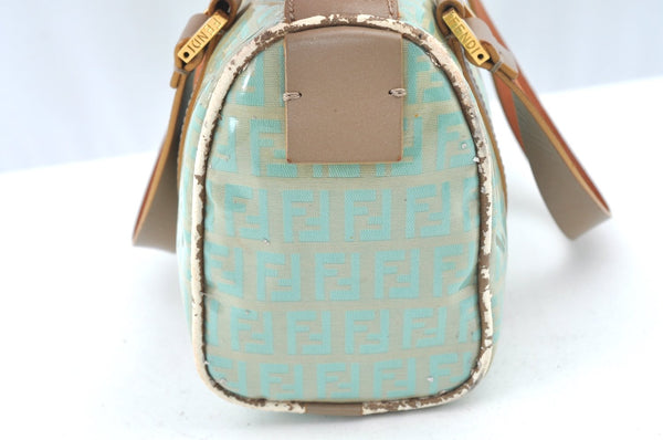 Authentic FENDI Zucchino Hand Bag Purse PVC Leather Light Blue J5615
