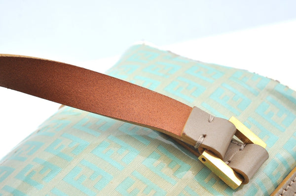 Authentic FENDI Zucchino Hand Bag Purse PVC Leather Light Blue J5615