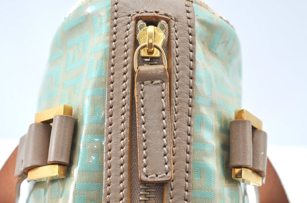 Authentic FENDI Zucchino Hand Bag Purse PVC Leather Light Blue J5615