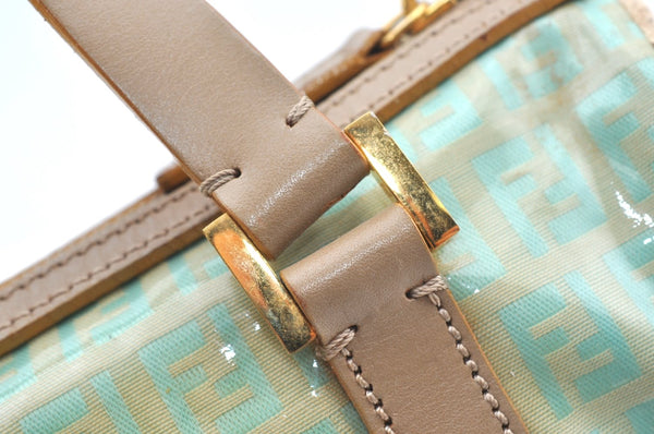Authentic FENDI Zucchino Hand Bag Purse PVC Leather Light Blue J5615