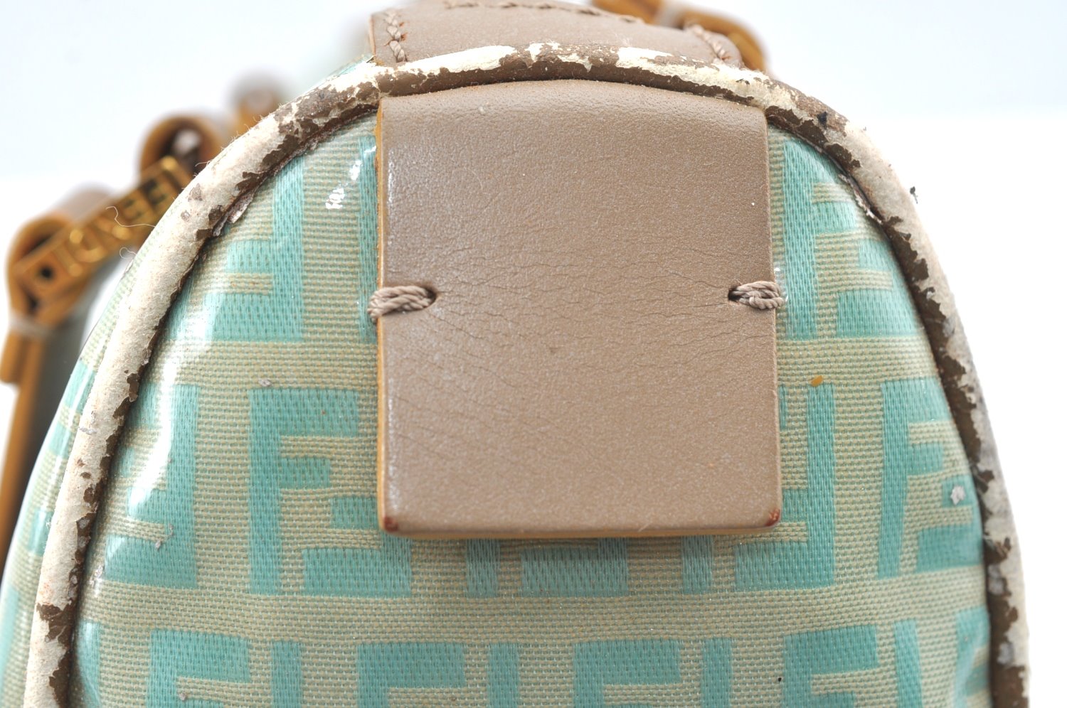 Authentic FENDI Zucchino Hand Bag Purse PVC Leather Light Blue J5615