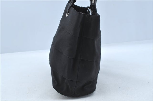 Authentic Ferragamo Nylon Leather Shoulder Hand Bag Black J5627