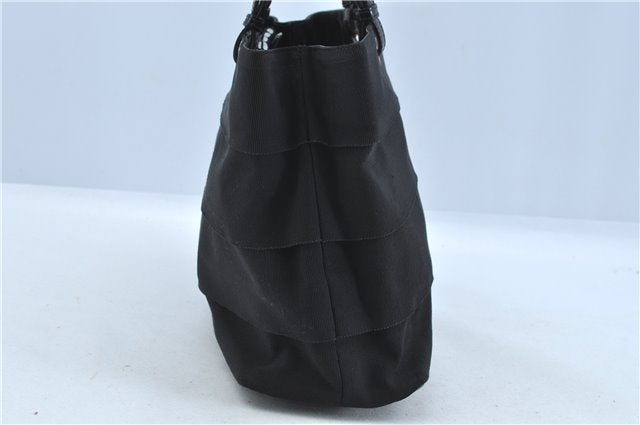 Authentic Ferragamo Nylon Leather Shoulder Hand Bag Black J5627