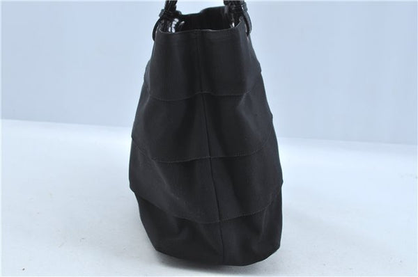 Authentic Ferragamo Nylon Leather Shoulder Hand Bag Black J5627