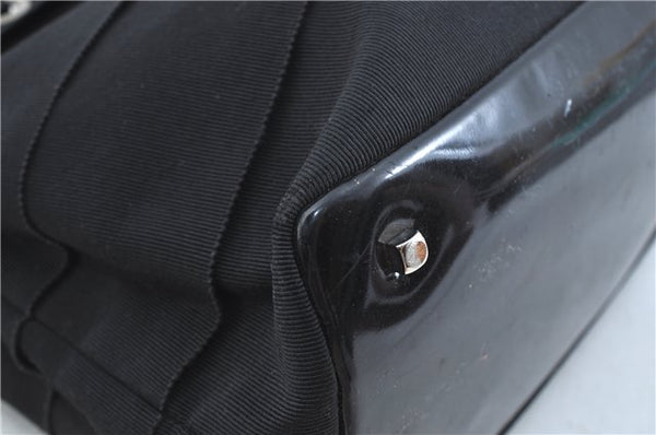 Authentic Ferragamo Nylon Leather Shoulder Hand Bag Black J5627