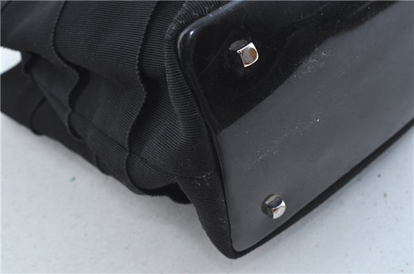 Authentic Ferragamo Nylon Leather Shoulder Hand Bag Black J5627