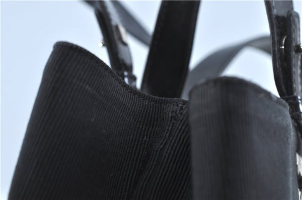 Authentic Ferragamo Nylon Leather Shoulder Hand Bag Black J5627
