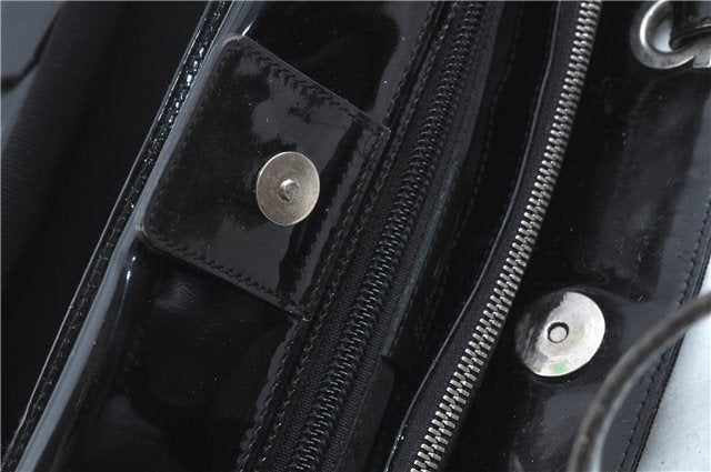 Authentic Ferragamo Nylon Leather Shoulder Hand Bag Black J5627