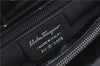 Authentic Ferragamo Nylon Leather Shoulder Hand Bag Black J5627