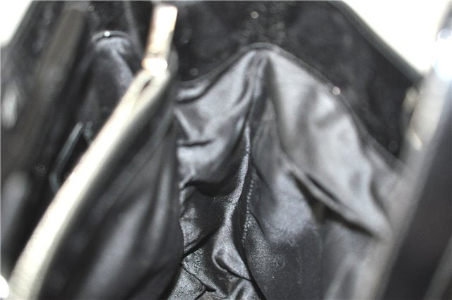 Authentic Ferragamo Nylon Leather Shoulder Hand Bag Black J5627