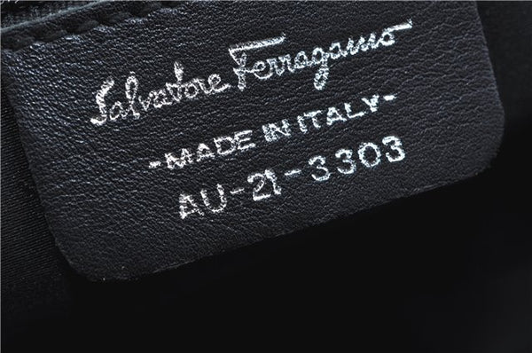 Authentic Ferragamo Nylon Leather Shoulder Hand Bag Black J5627