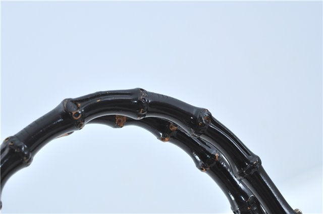 Authentic GUCCI Bamboo Nylon Leather 2way Shoulder Hand Bag Leather Brown J5642